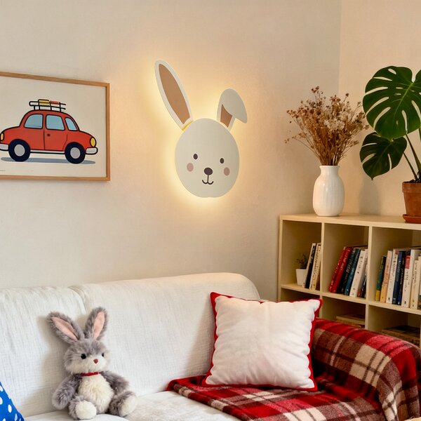 Detské nástenné svietidlo béžové s detailom vrátane LED 3-stupňové stmievateľné - Benny the Bunny