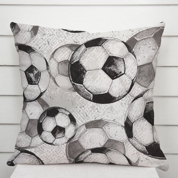 Biante Detská bavlnená obliečka na vankúš Sandra SA-776 Čierno-sivé futbalové lopty 30 x 50 cm