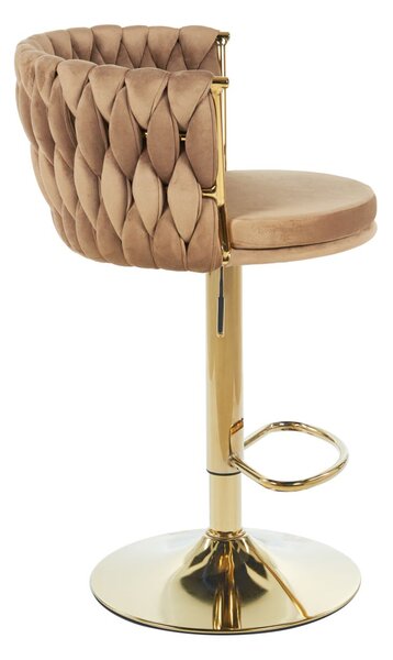 Dekorstudio Barová stolička GLAMOUR TWIST cappuccino (zlatý rám)
