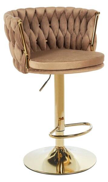 Dekorstudio Barová stolička GLAMOUR TWIST cappuccino (zlatý rám)