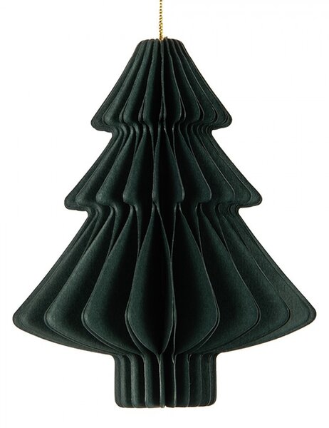 Papierová zelená skladacia vianočná ozdoba stromček - Ø 9*10 cm - Clayre & Eef