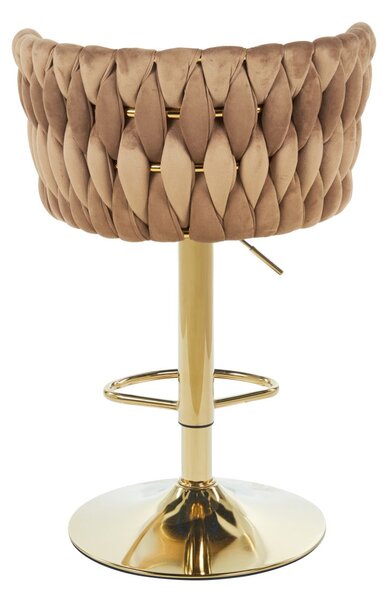 Dekorstudio Barová stolička GLAMOUR TWIST cappuccino (zlatý rám)