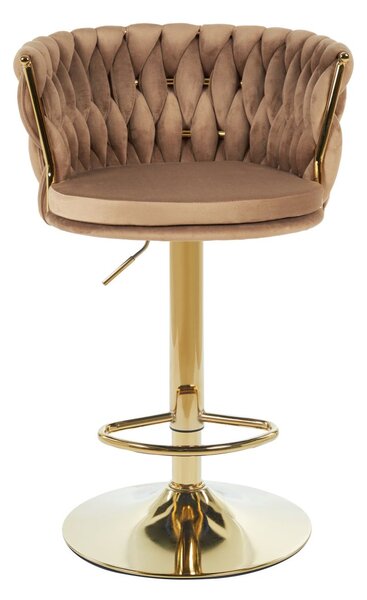 Dekorstudio Barová stolička GLAMOUR TWIST cappuccino (zlatý rám)
