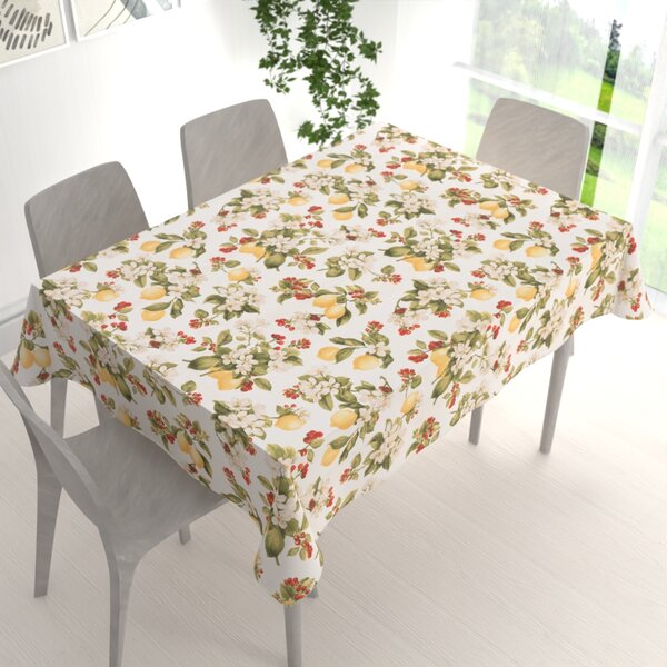 Biante Bavlnený obdĺžnikový obrus Sandra SA-777 Citróny a šípky na bielom 50x100 cm