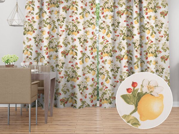 Biante Bavlnený záves Sandra SA-777 Citróny a šípky na bielom 150x140 cm