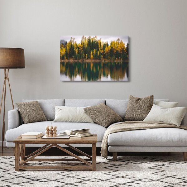 Obraz lesného jazera (90x60 cm)
