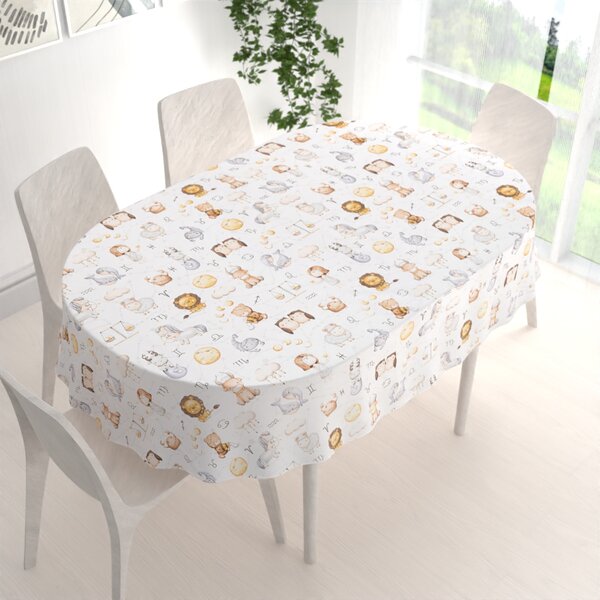 Biante Detský bavlnený oválny obrus Sandra SA-439 Znamenia zverokruhu 50x100 cm