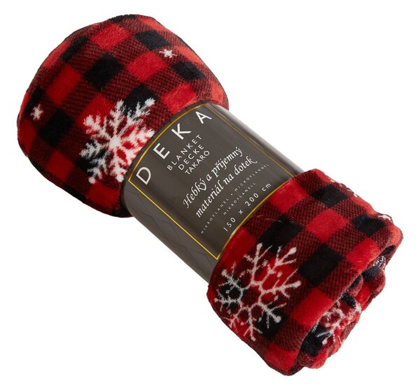 Home Elements Mikroflanelová deka Káro s vločkami