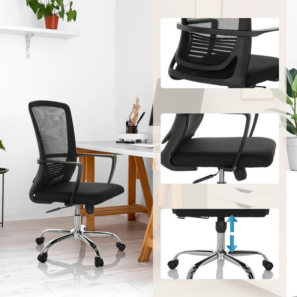 OTOČNÁ STOLIČKA, sieťovina, čierna MID.YOU - Online Only kancelárie, Online Only