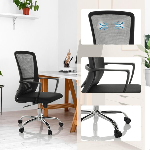 OTOČNÁ STOLIČKA, sieťovina, čierna MID.YOU - Online Only kancelárie, Online Only