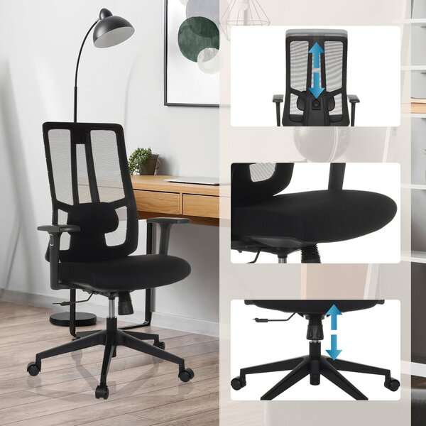 OTOČNÁ STOLIČKA, sieťovina, čierna MID.YOU - Online Only kancelárie, Online Only
