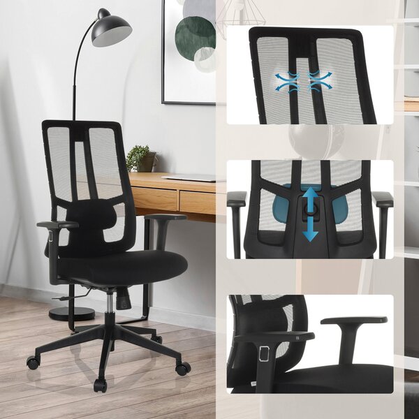 OTOČNÁ STOLIČKA, sieťovina, čierna MID.YOU - Online Only kancelárie, Online Only
