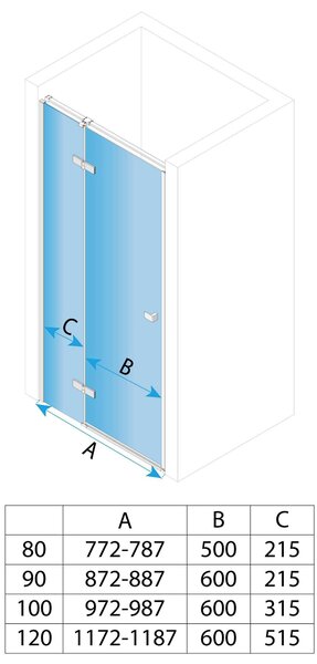 Jednokrídlové sprchové dvere REA ATLAS PRAVÉ 80 cm, chróm/transparent - bez vaničky