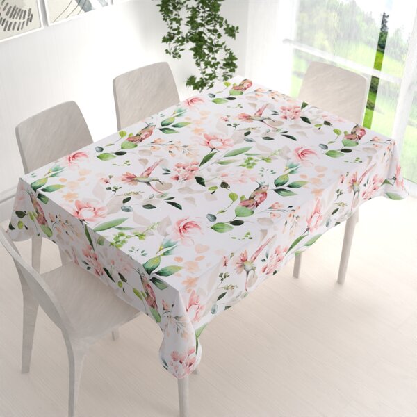 Biante Bavlnený obdĺžnikový obrus Sandra SA-432 Vtáci medzi kvetmi 50x100 cm