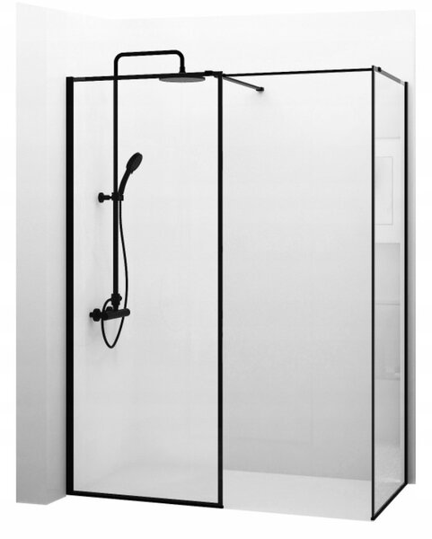 Rea - Bler sprchový kút 70x70cm, 8mm číre sklo, čierny profil, KOMPL-BLER070070