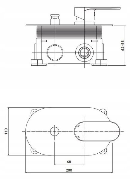 Cersanit Crea, vaňová - sprchová podomietková batéria + BOX, chrómová, S951-305