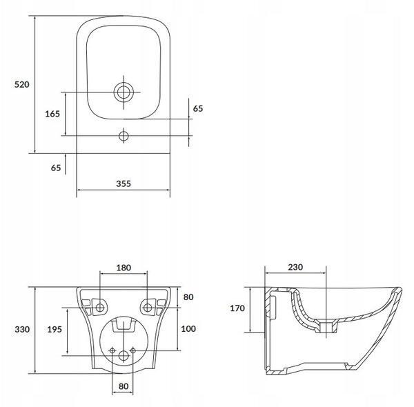 Cersanit Larga Square, závesný bidet, biela, K120-012
