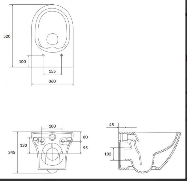 Cersanit Larga Oval CleanOn - závesná wc misa so SLIM sedátkom z duroplastu, biela, S701-472