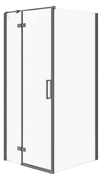 Cersanit Jota, rohový sprchovací kút 90 (dvere ľavé) x 90 (stena) x 195, 6mm číre sklo, čierny profil, S160-003