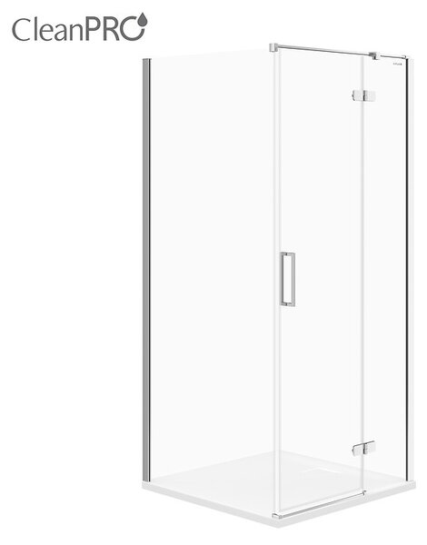 Cersanit Jota, rohový sprchovací kút 90 (dvere pravé) x 90 (stena) x 195, 6mm číre sklo, chrómový profil, S160-002