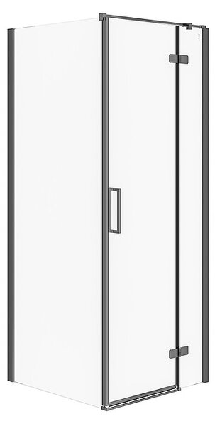Cersanit Jota, rohový sprchovací kút 80 (dvere pravé) x 80 (stena) x 195 cm, 6mm číre sklo, čierny profil, S160-008