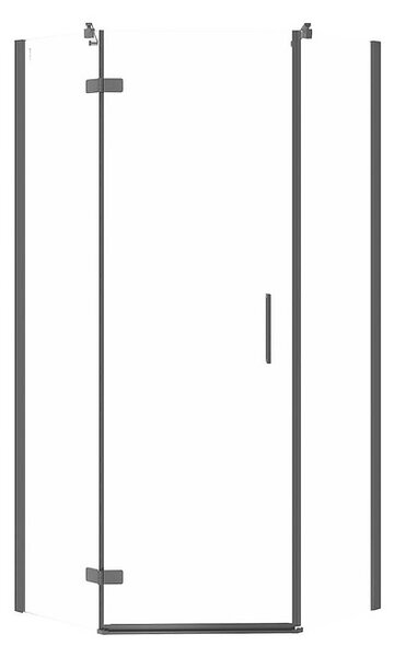 Cersanit Jota, 5-uhoľníkový sprchovací kút 90x90x195 cm, ľavé dvere, 6mm číre sklo, čierny profil, S160-016