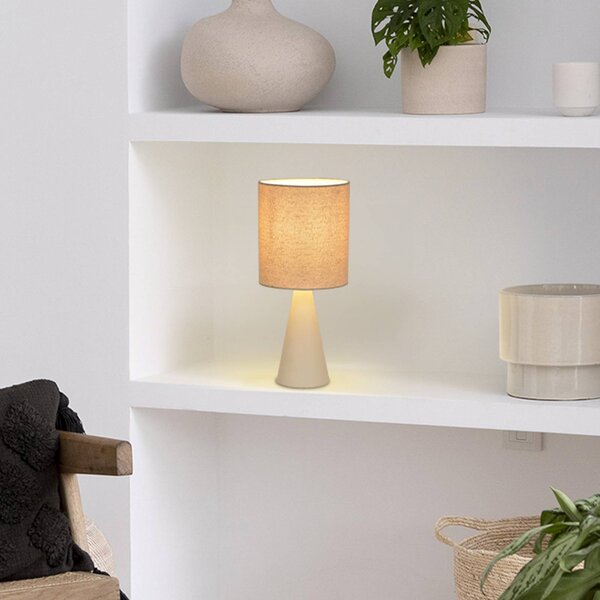 COREP Stolová lampa Sally, farba slonovej kosti/béžová, výška 33 cm, kov, Krémová / jantárovo žltá, Obývacia izba / jedáleň, kov, Moderný, Stojacie svietidlo