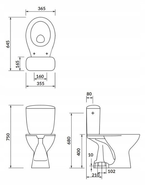 Cersanit President, kombi wc so splachovaním 3/6l, vertikálny odpad, prívod vody z boku nádrže a antibakteriálnym sedátkom z duroplastu, biela, K08-0…