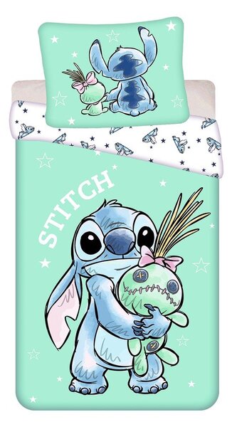 Bavlnené detské obliečky na jednolôžko v mentolovej farbe 140x200 cm Lilo & Stitch "Buddies" – Jerry Fabrics