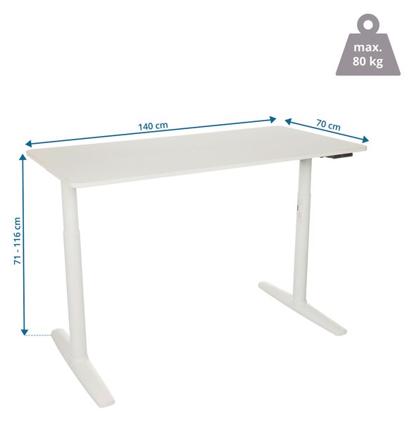 PÍSACÍ STÔL, biela, 140/70/71 - 116 cm MID.YOU - Online Only kancelárie, Online Only