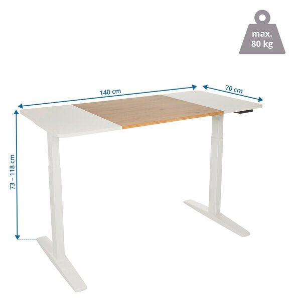 PÍSACÍ STÔL, biela, farba duba, 140/70/73 - 118 cm MID.YOU - Online Only kancelárie, Online Only