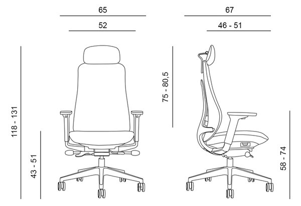 Kancelárska ergonomická stolička FARRELL — látka, čierna, nosnosť 130 kg