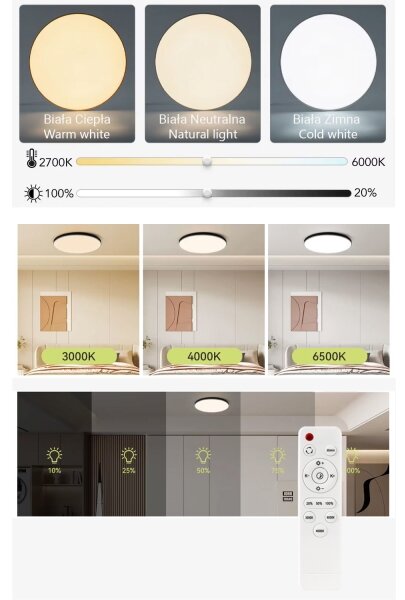 LED Stmievateľné stropné svietidlo LED/30W/230V 3000-6500K pr. 30 cm čierna + DO
