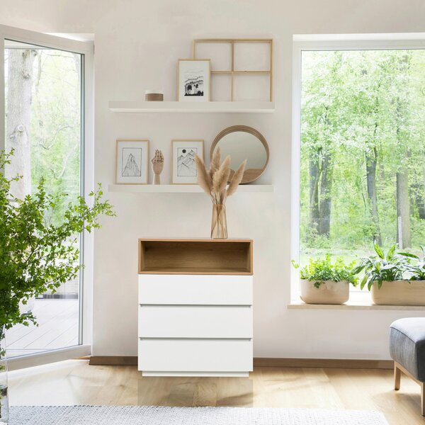 KOMODA, biela, farba duba, 80/100/40 cm MID.YOU - Komody, Online Only