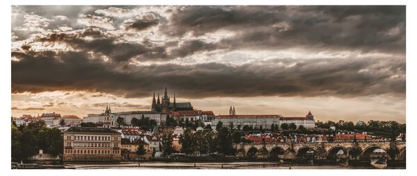Obraz - zamračená Praha (120x50 cm)