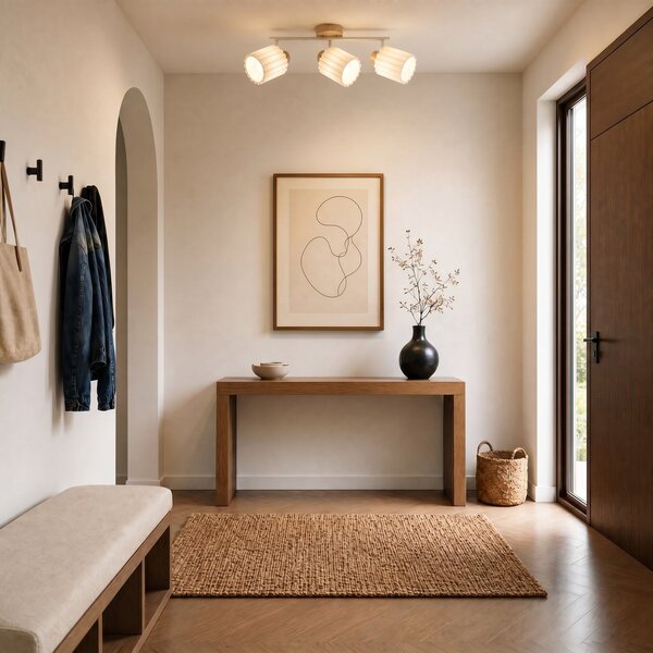Stropné Lampa Lindby, Shiloh, stmievateľné, Drevo, Obývacia izba, Tkanina / Textil, Moderný