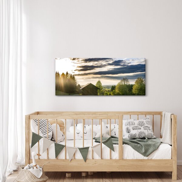 Obraz lesnej chaty (120x50 cm)