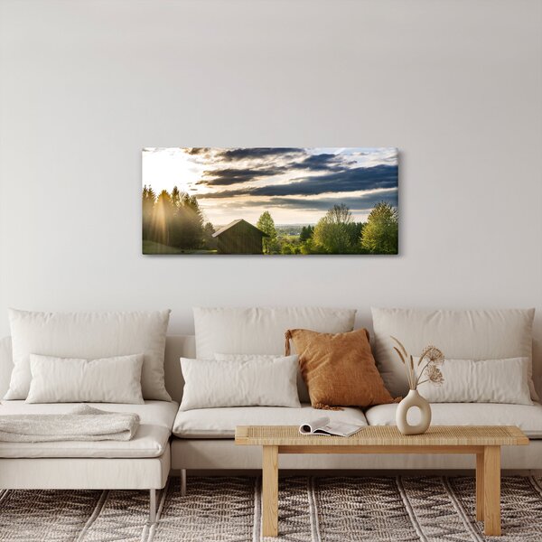 Obraz lesnej chaty (120x50 cm)