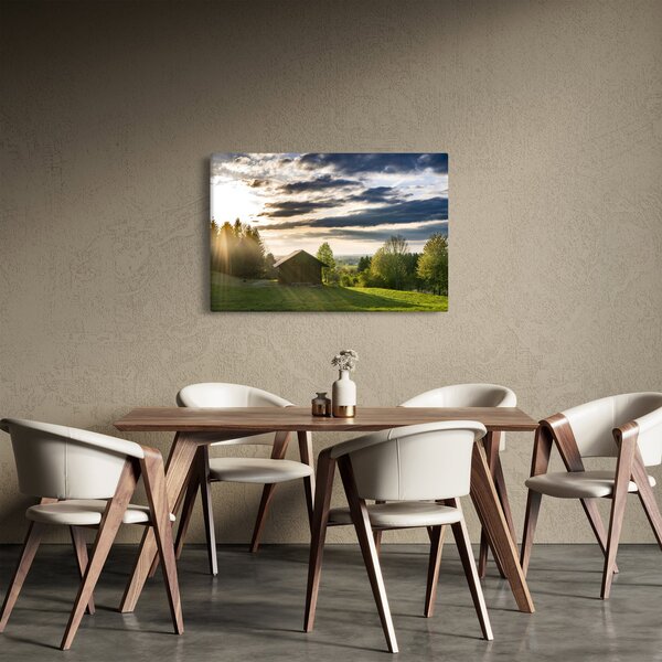 Obraz lesnej chaty (90x60 cm)