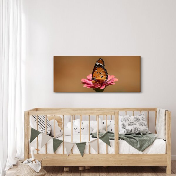 Obraz motýľa na kvetine (120x50 cm)