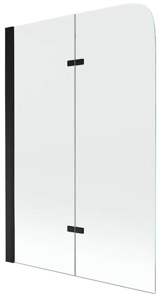 CERANO - Vaňová zástena 2-krídlová Stele L/P - čierna matná, transparentné sklo - 120x140 cm