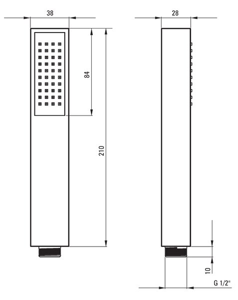 Deante Square, hranatá ručná sprchová hlavica 1-funkčná, čierna, XDCA5SGN1
