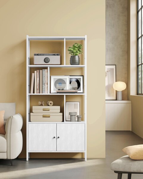 REGÁL, biela, farba javora, oceľ, 74/154,5/30 cm Boxxx - Regály, Online Only