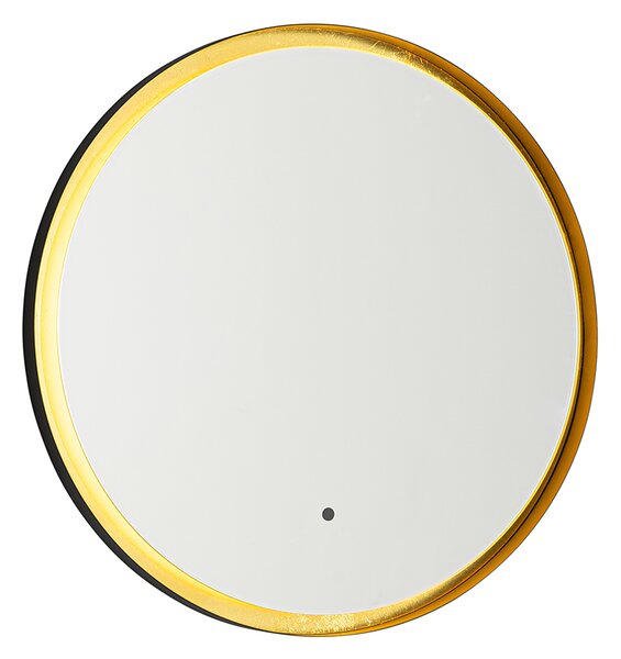 Kúpeľňové zrkadlo čierne so zlatou vrátane LED a dotykového stmievača - Pim