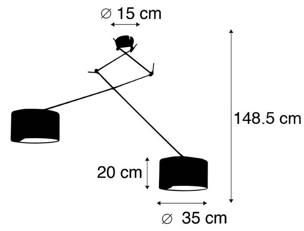 Závesné svietidlo čierne s tienidlom 35 cm zelené nastaviteľné 2-svetlo - Blitz