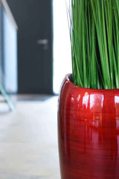 Kvetináč DELUXE, sklolaminát, výška 81 cm, červeno-čierný lesk
