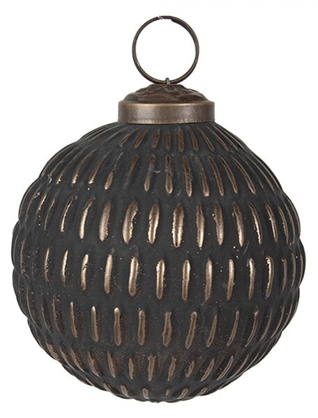 Zlatočierna sklenená vianočná ozdoba Aurora Noir - 8*8 cm - Clayre & Eef