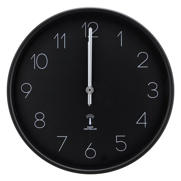 RÁDIOM RIADENÉ HODINY čierna 37,8 cm Ambia Home - Hodiny