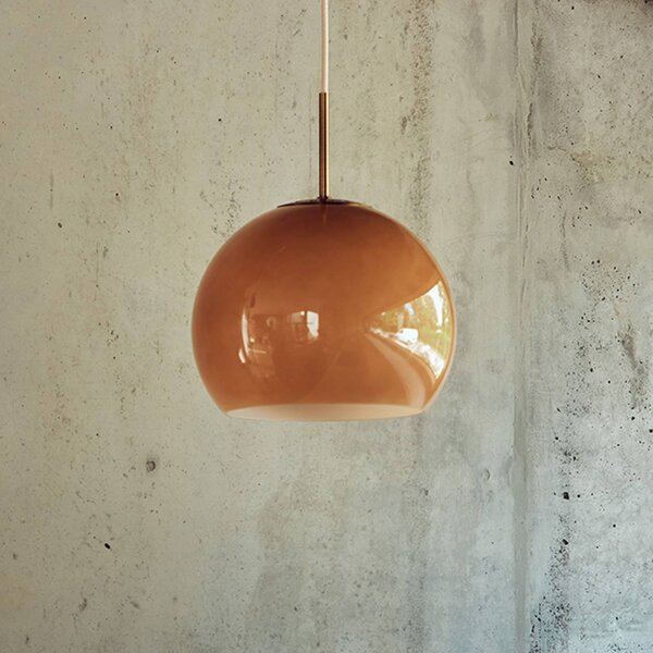 FRANDSEN závesné svietidlo Ball Glass, cappucino, Ø 25 cm, Hnedá / hrdzavá, Obývacia izba / jedáleň, Sklo, Dizajn, Závesné svietidlo
