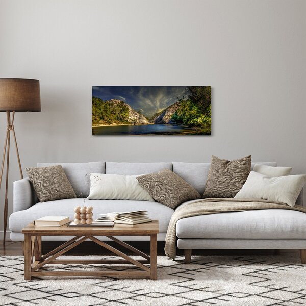 Obraz krajiny s jazerom (120x50 cm)